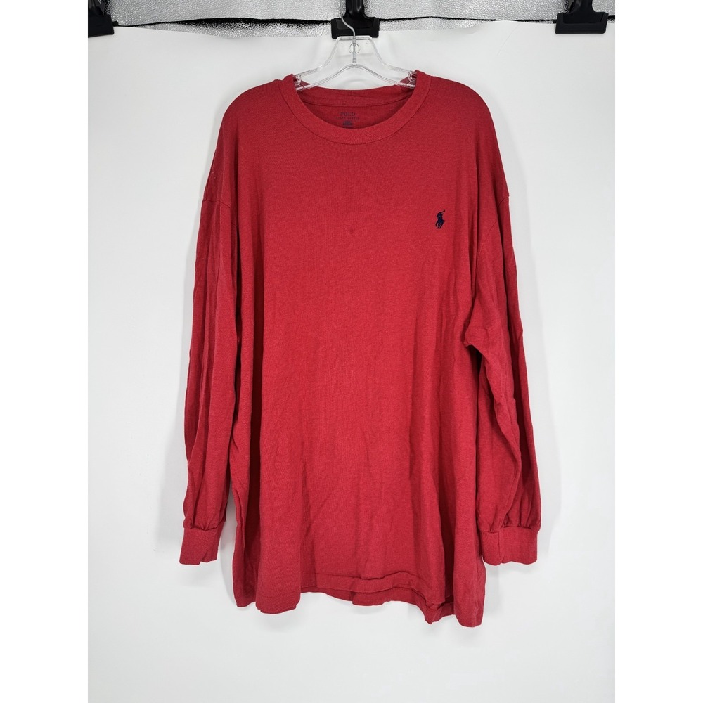Polo Ralph Lauren T Tee Shirt 2XL Big 2XB Pony Logo Crew Neck Long Sleeve Red